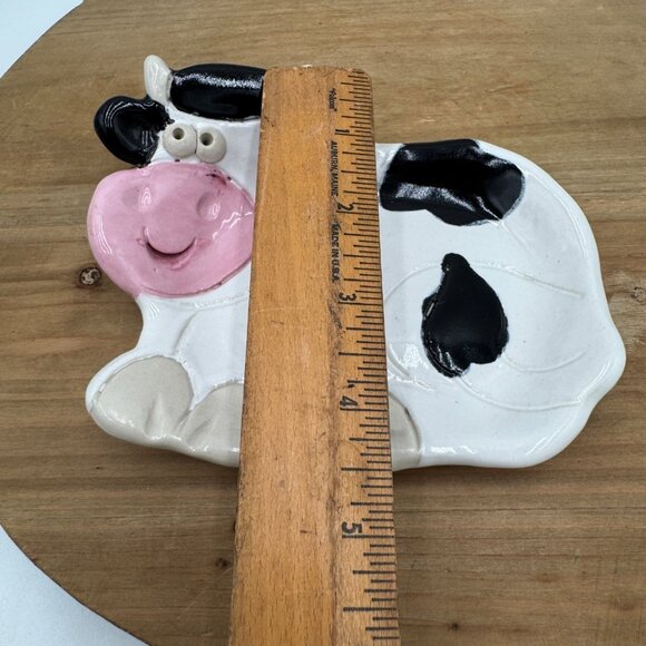 Cow trinket soap tray dish pottery Nishio studio pottery studio art excellent co - Picture 7 of 7